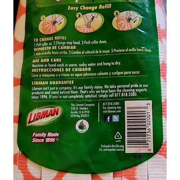Libman Wonder Mop Refill Microfiber Grip Strips Replacement Machine Washable NEW - Picture 4 of 5